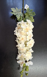 Fir Delphinium alb-ivoriu artificial 84cm- Material textil